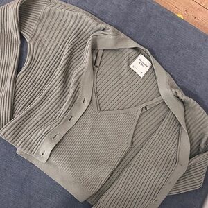 Abercrombie & Fitch Women's Ribbed Cardigan Sweater - green